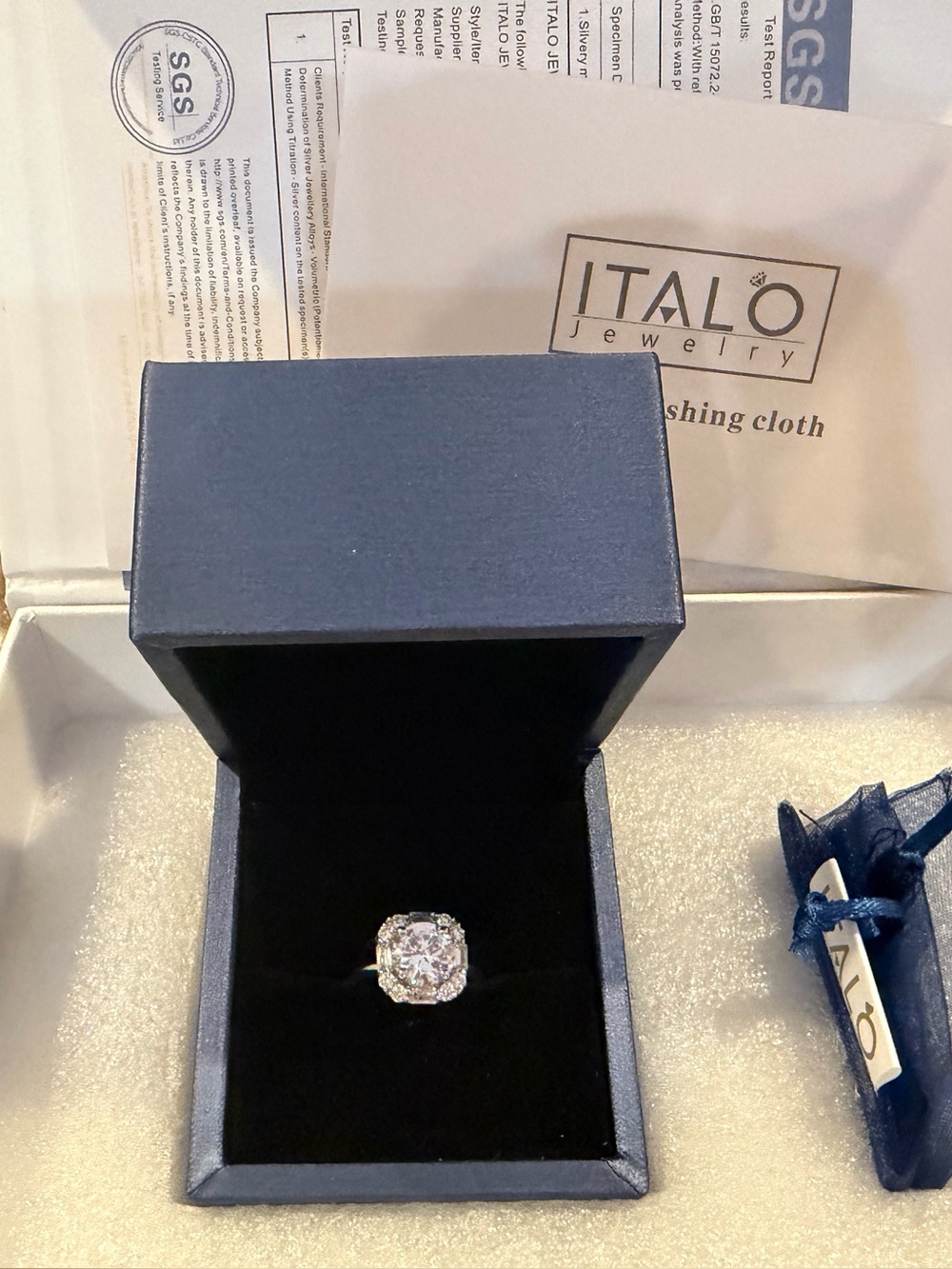 Italo Jewelry Sparkling Cushion Halo Ring - Clear/Silver
